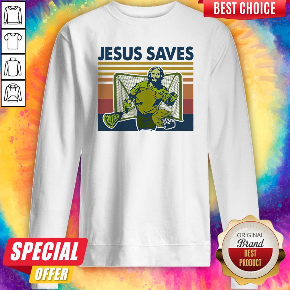 Original Lacrosse Jesus Saves Vintage Retro Shirt - Image 5