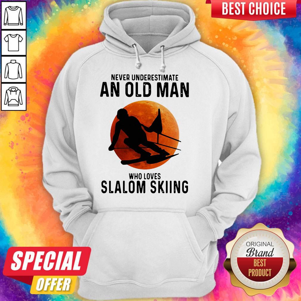 Perfect Never Underestimate An Old Man Who Loves Slalom Skiing Sunset Shirt - Image 2