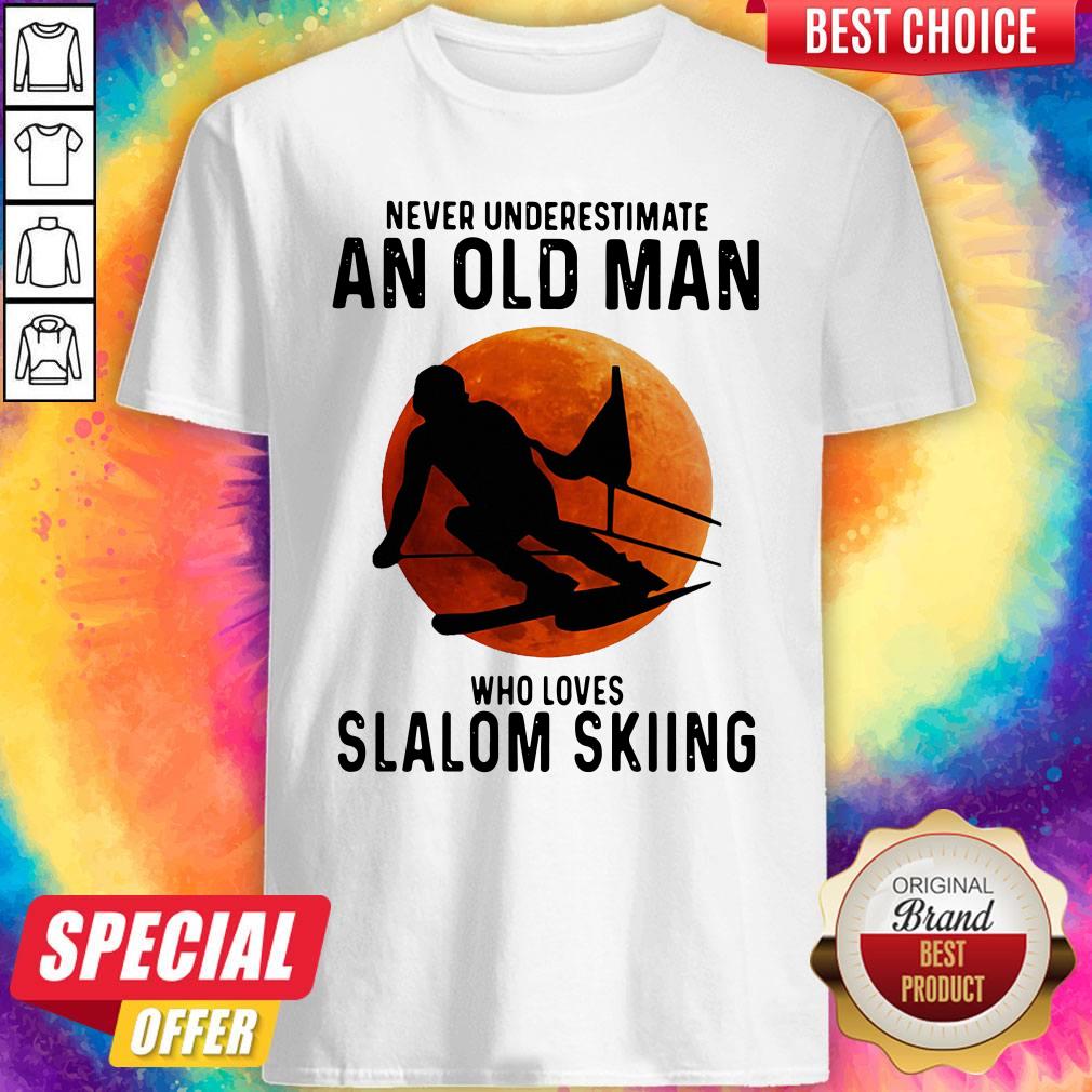 Perfect Never Underestimate An Old Man Who Loves Slalom Skiing Sunset Shirt