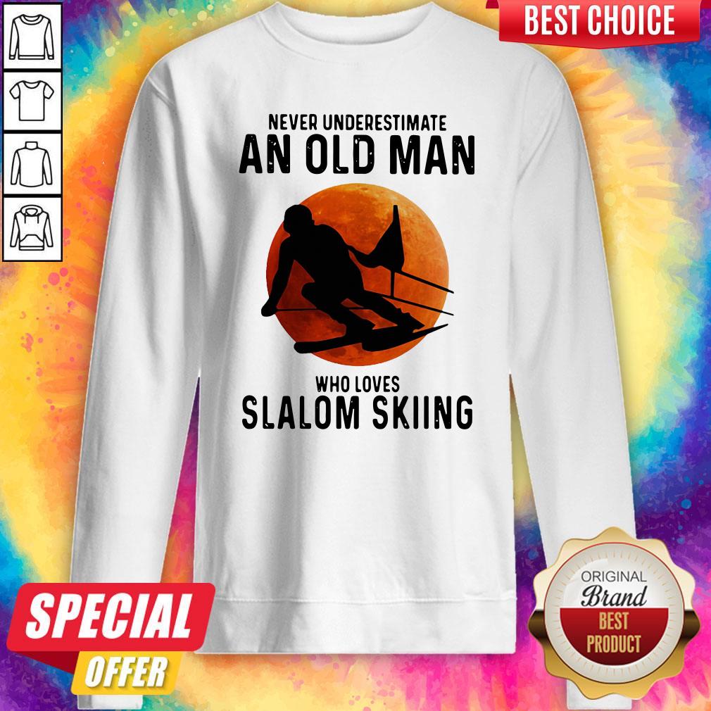 Perfect Never Underestimate An Old Man Who Loves Slalom Skiing Sunset Shirt - Image 5