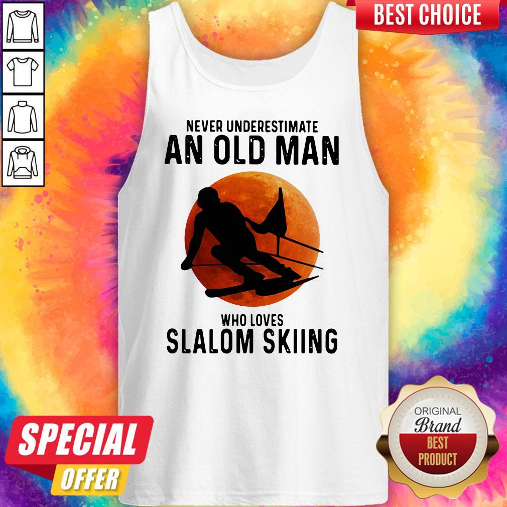 Perfect Never Underestimate An Old Man Who Loves Slalom Skiing Sunset Shirt - Image 4