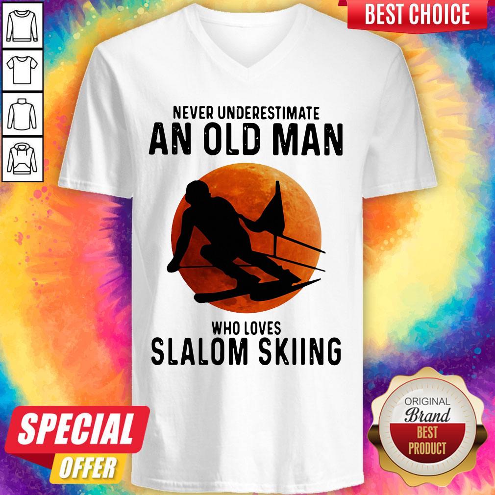 Perfect Never Underestimate An Old Man Who Loves Slalom Skiing Sunset Shirt - Image 3