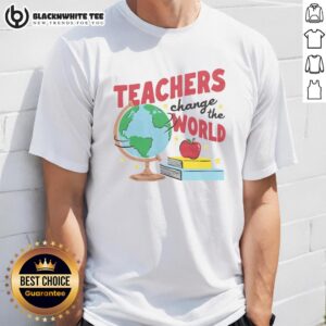 Awesome Teachers Change The World White & Red Ringer T-Shirt