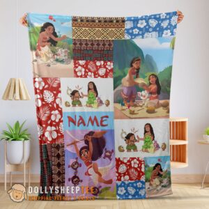 Hot Good Disney Cartoon Moana Family With Friends Blanket Fleece Customized Blanket