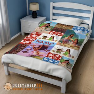 Alternative view of Hot Good Disney Cartoon Moana Family With Friends Blanket Fleece Customized Blanket