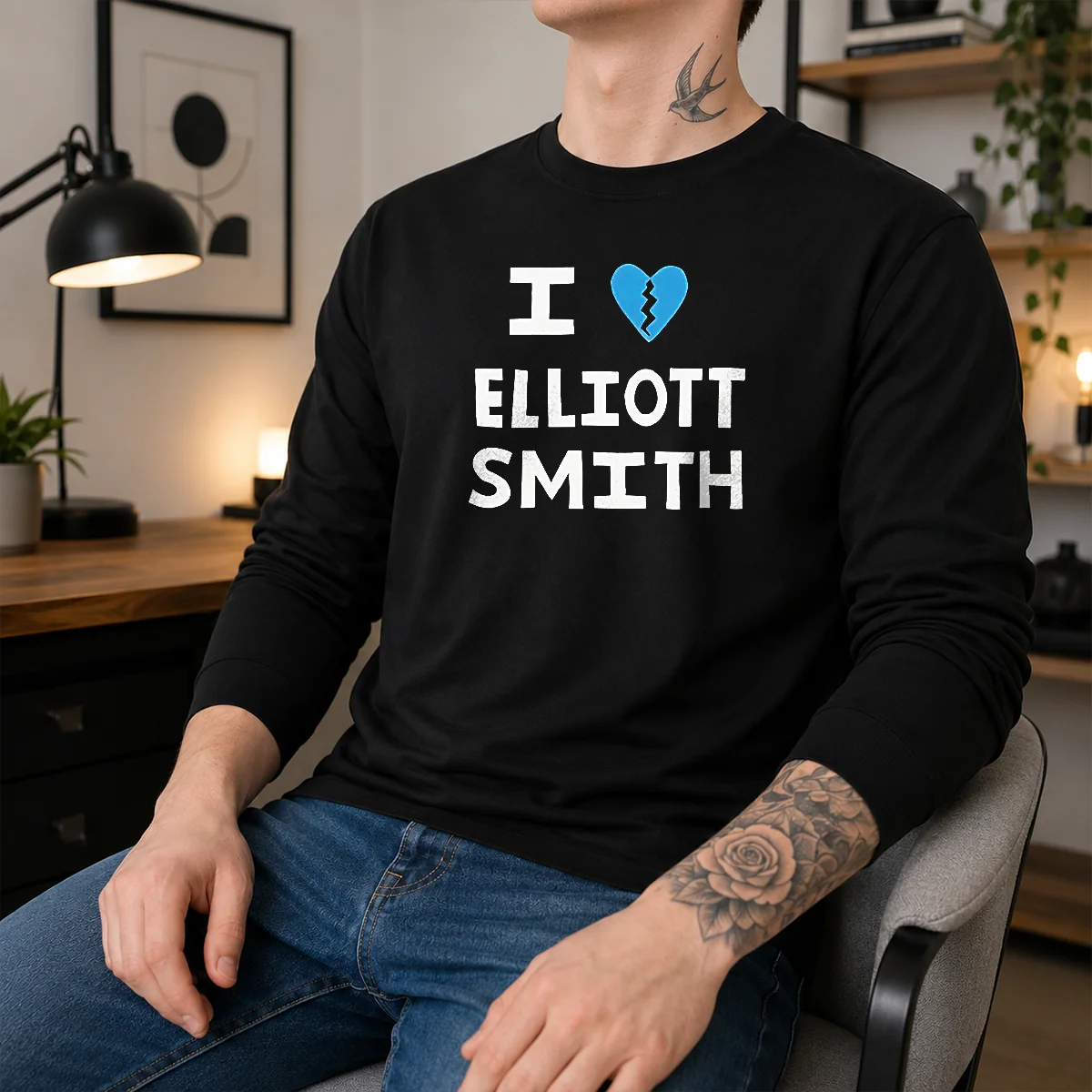 Funny I Heart Elliott Smith Indie Rock Singer Songwriter Shirt - Image 5