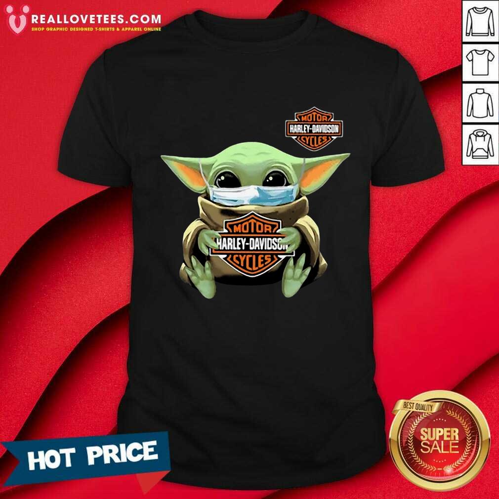 Happy Baby Yoda Mask Motor Harley Cycles Coronavirus Shirt