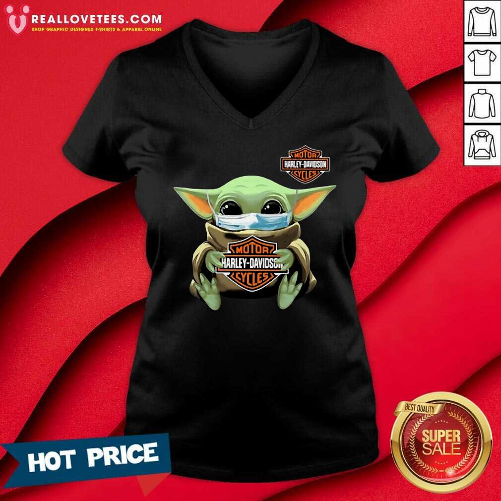 Happy Baby Yoda Mask Motor Harley Cycles Coronavirus Shirt - Image 2