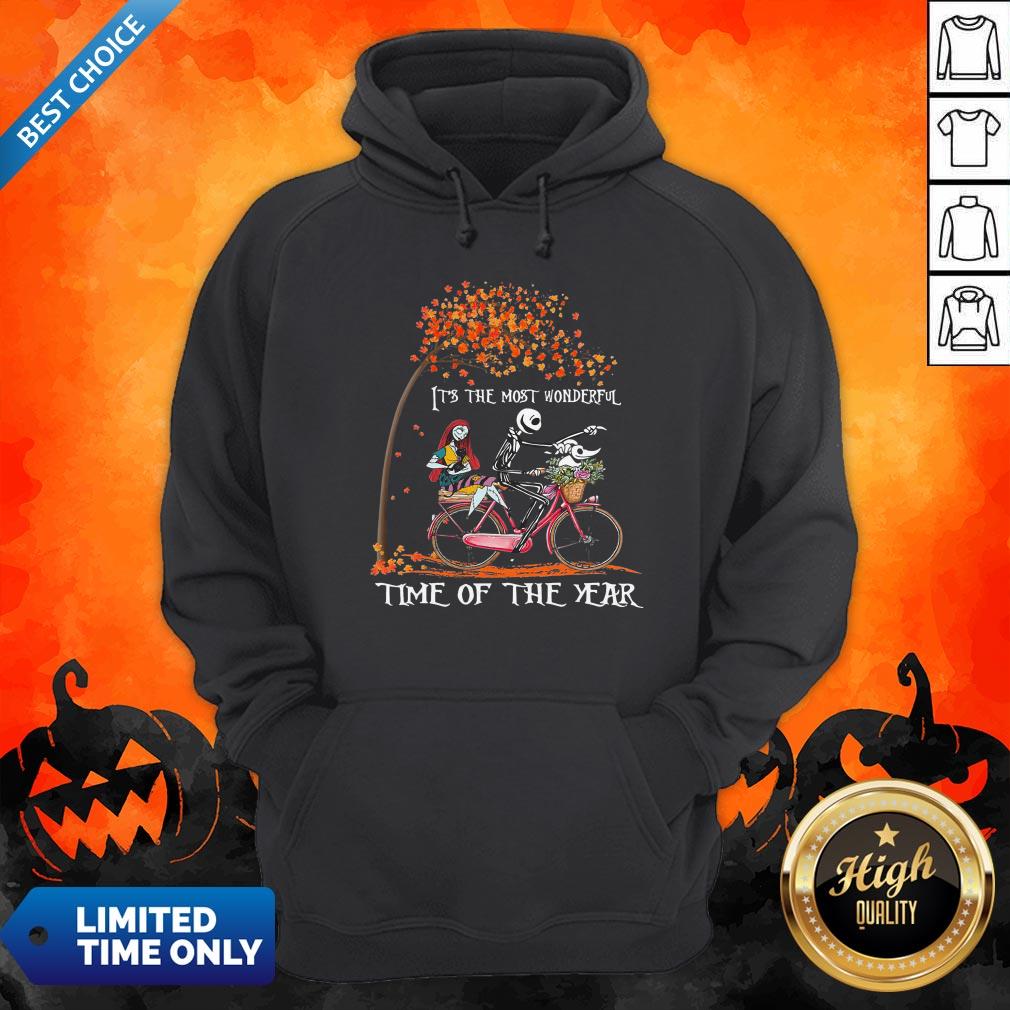 Jack Skellington Sally And Zero Riding Bicycle It's The Most Wonderful Time Of The Year Shirt - Image 3