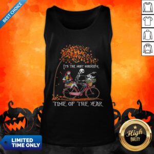 Alternative view of Jack Skellington Sally And Zero Riding Bicycle It's The Most Wonderful Time Of The Year Shirt