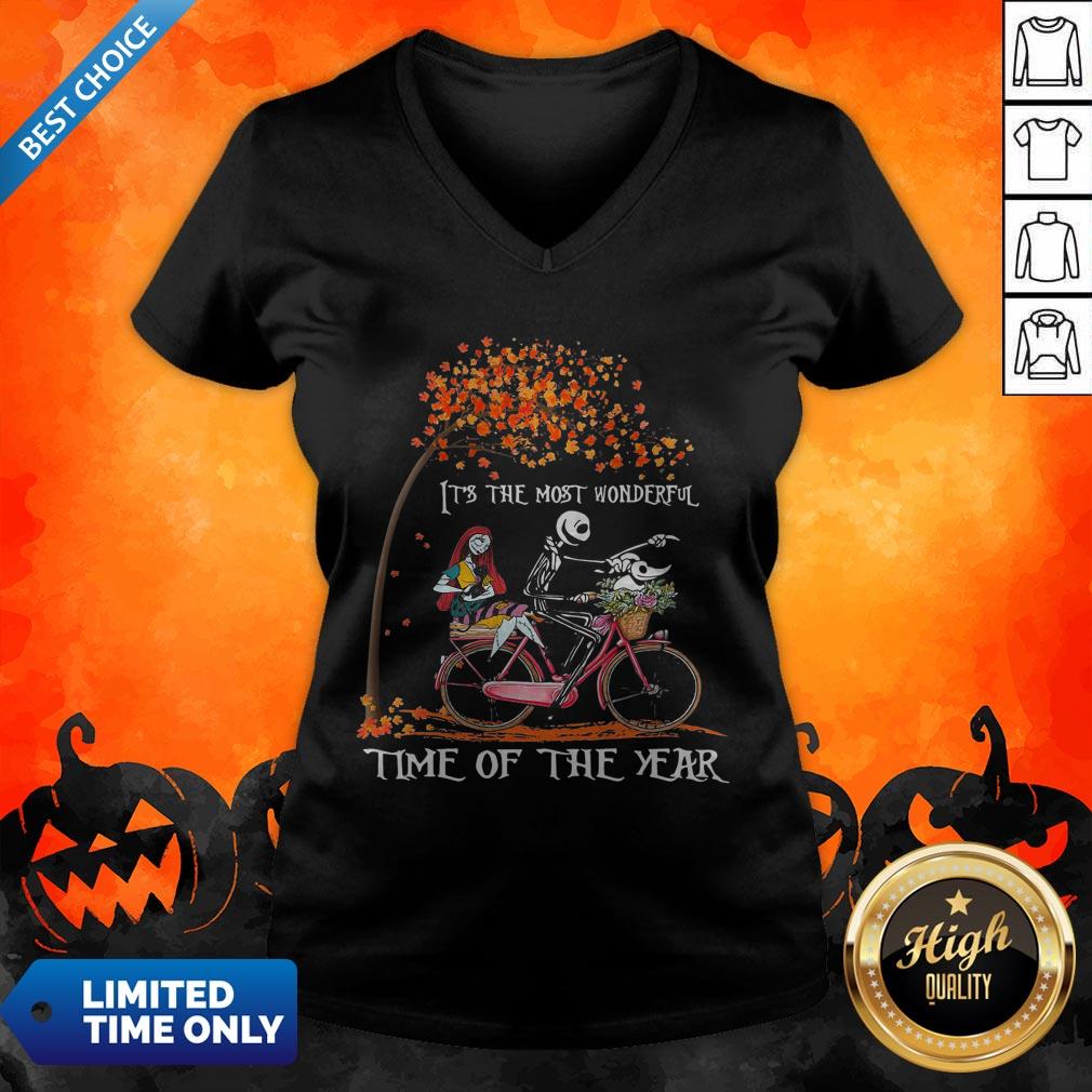 Jack Skellington Sally And Zero Riding Bicycle It's The Most Wonderful Time Of The Year Shirt - Image 5