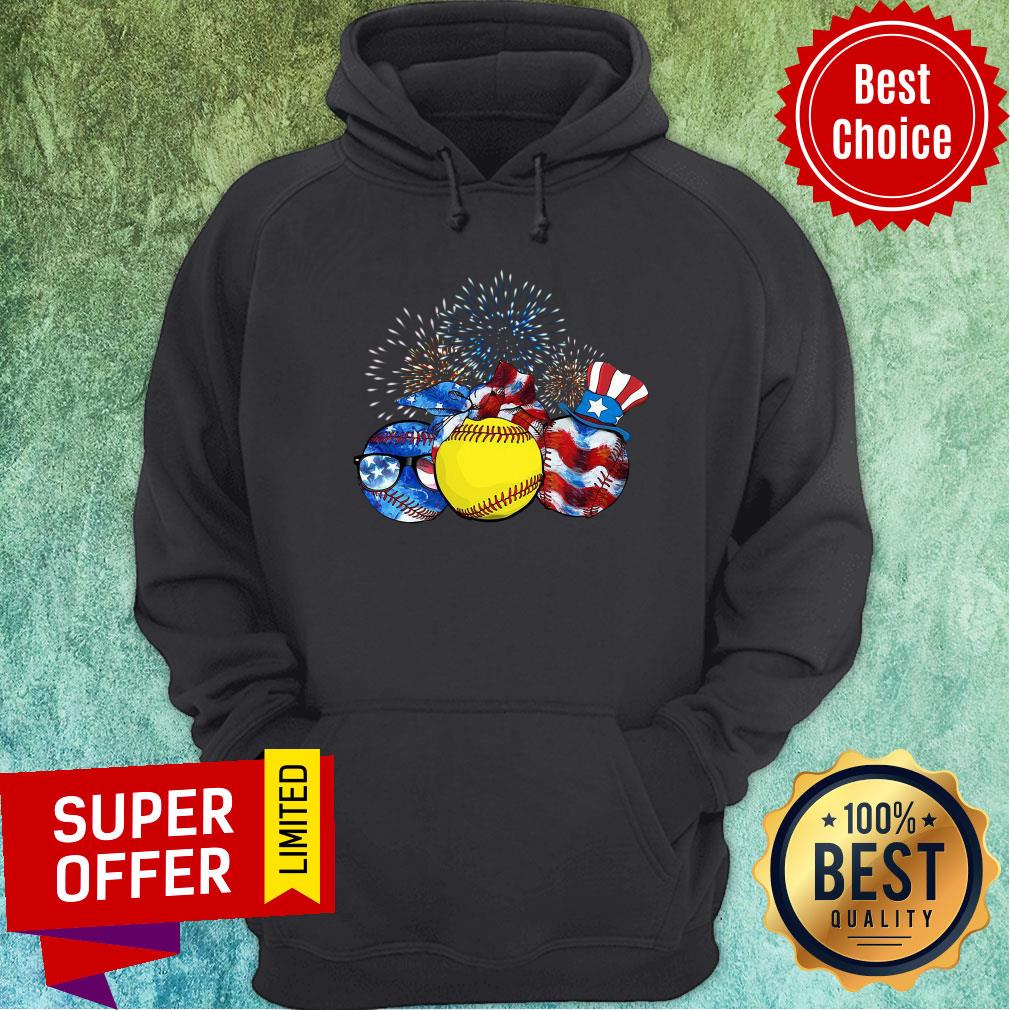 Softball American Flag Independence Day Shirt - Image 5