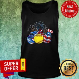 Alternative view of Softball American Flag Independence Day Shirt
