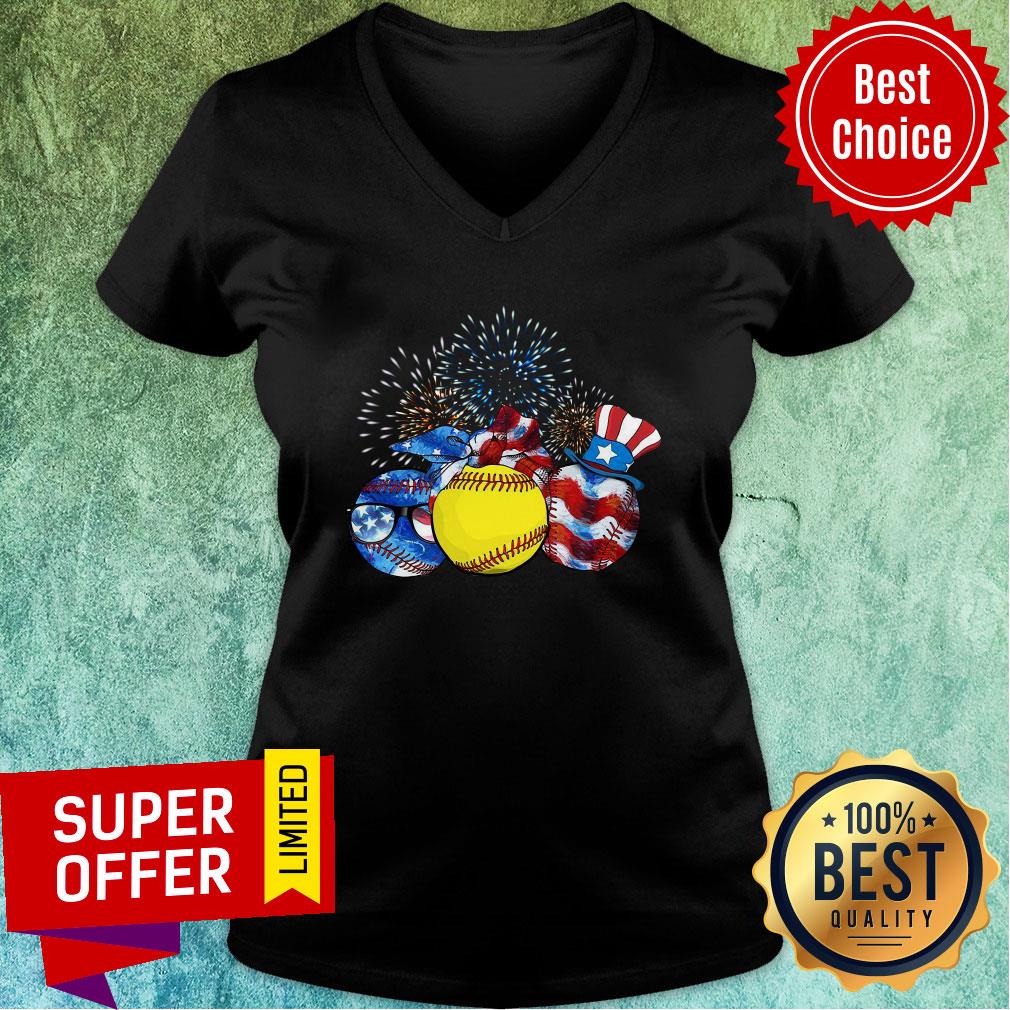 Softball American Flag Independence Day Shirt - Image 4