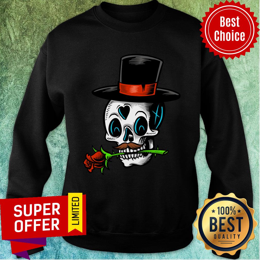 The Man With Rose Sugar Skull Dia De Muertos Day Of Dead Shirt - Image 5