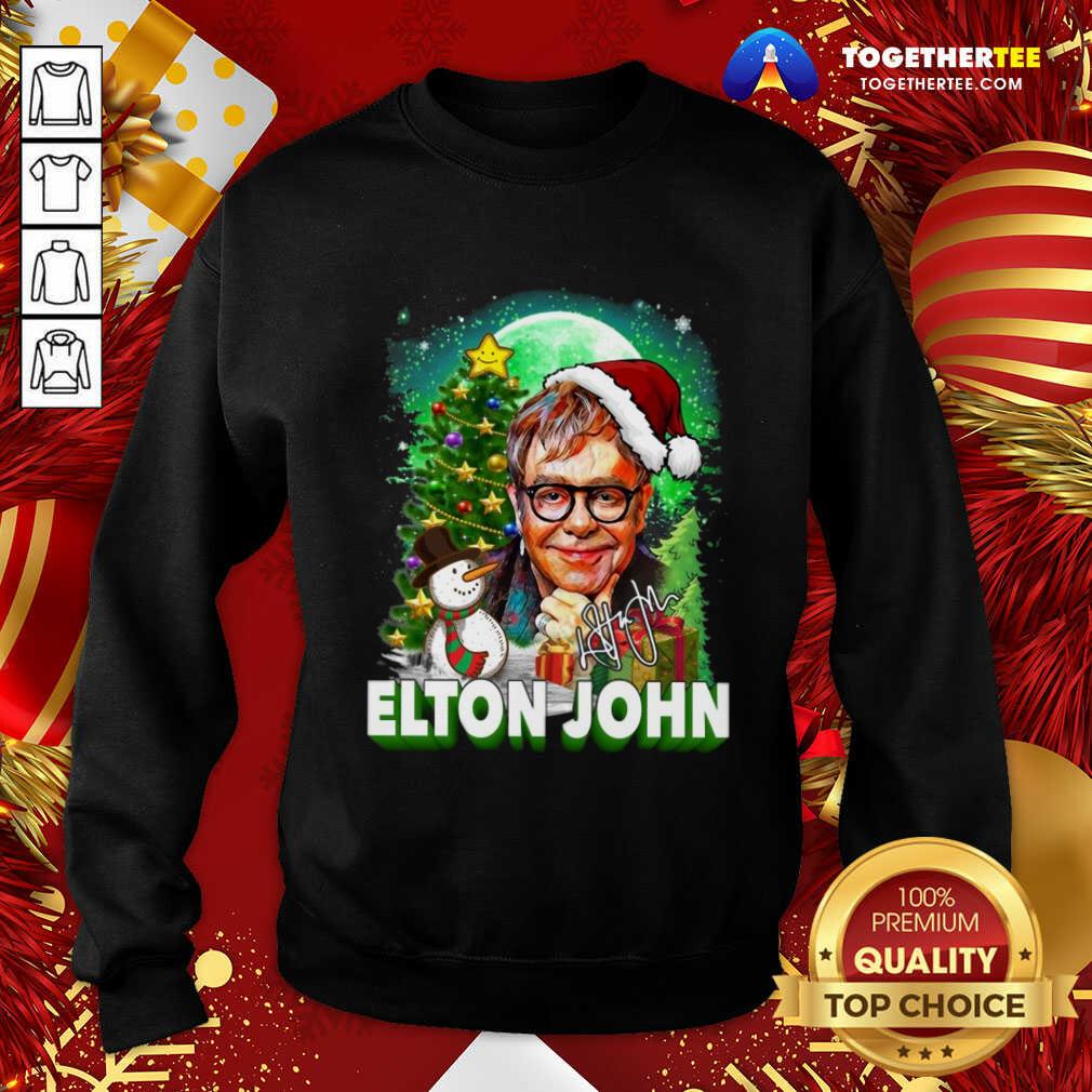 Great Elton John Santa Snowman Merry Christmas Signature Shirt - Image 4