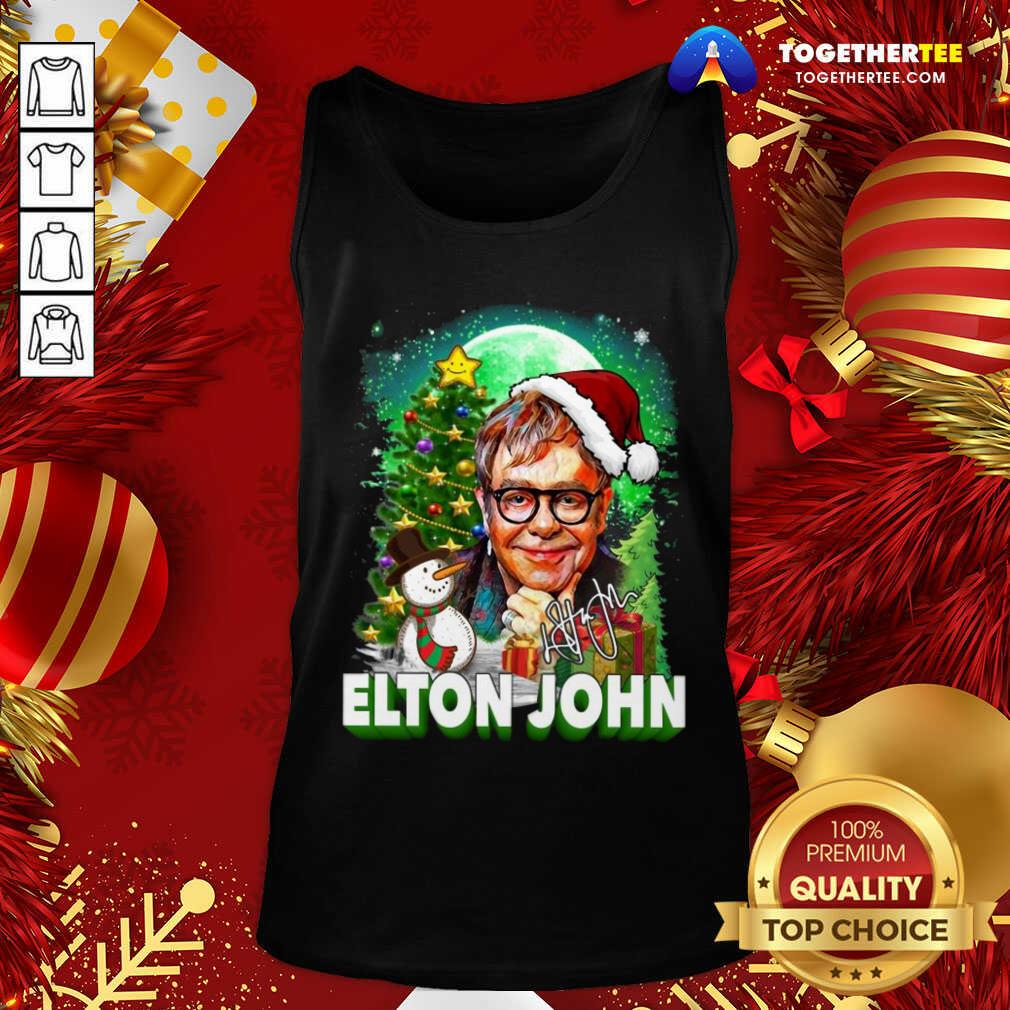 Great Elton John Santa Snowman Merry Christmas Signature Shirt - Image 3