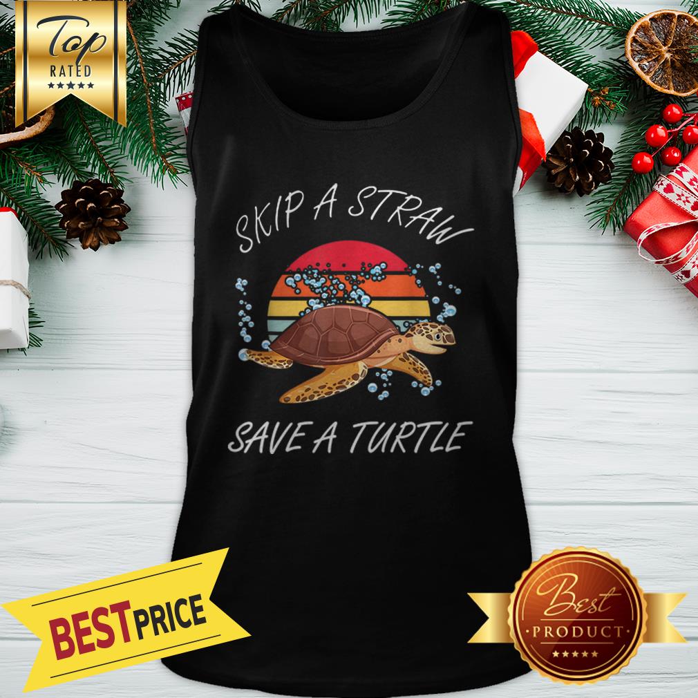 Official Vintage Skip A Straw Save A Turtle Shirt - Image 3