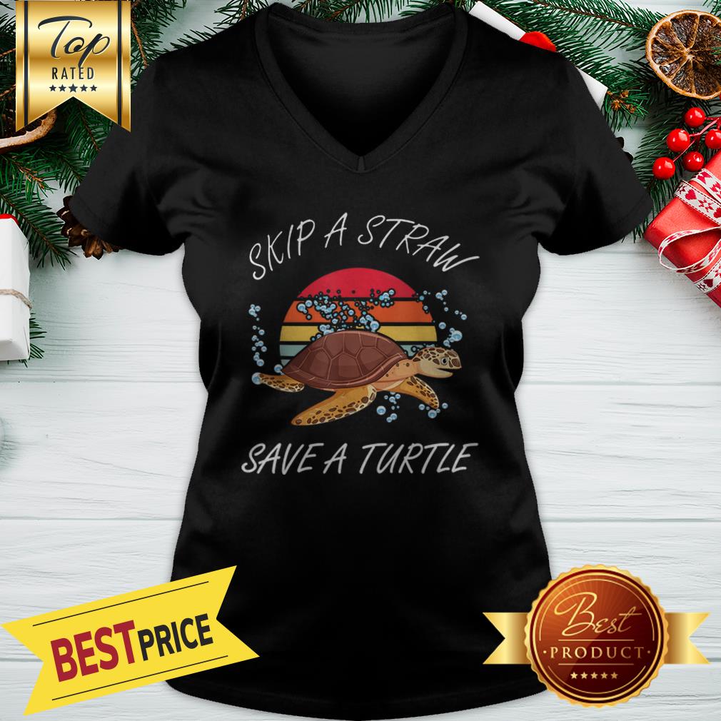 Official Vintage Skip A Straw Save A Turtle Shirt - Image 2