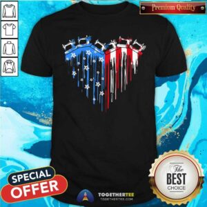 Sewing Watercolor Heart American Flag 4th Of July Shirt