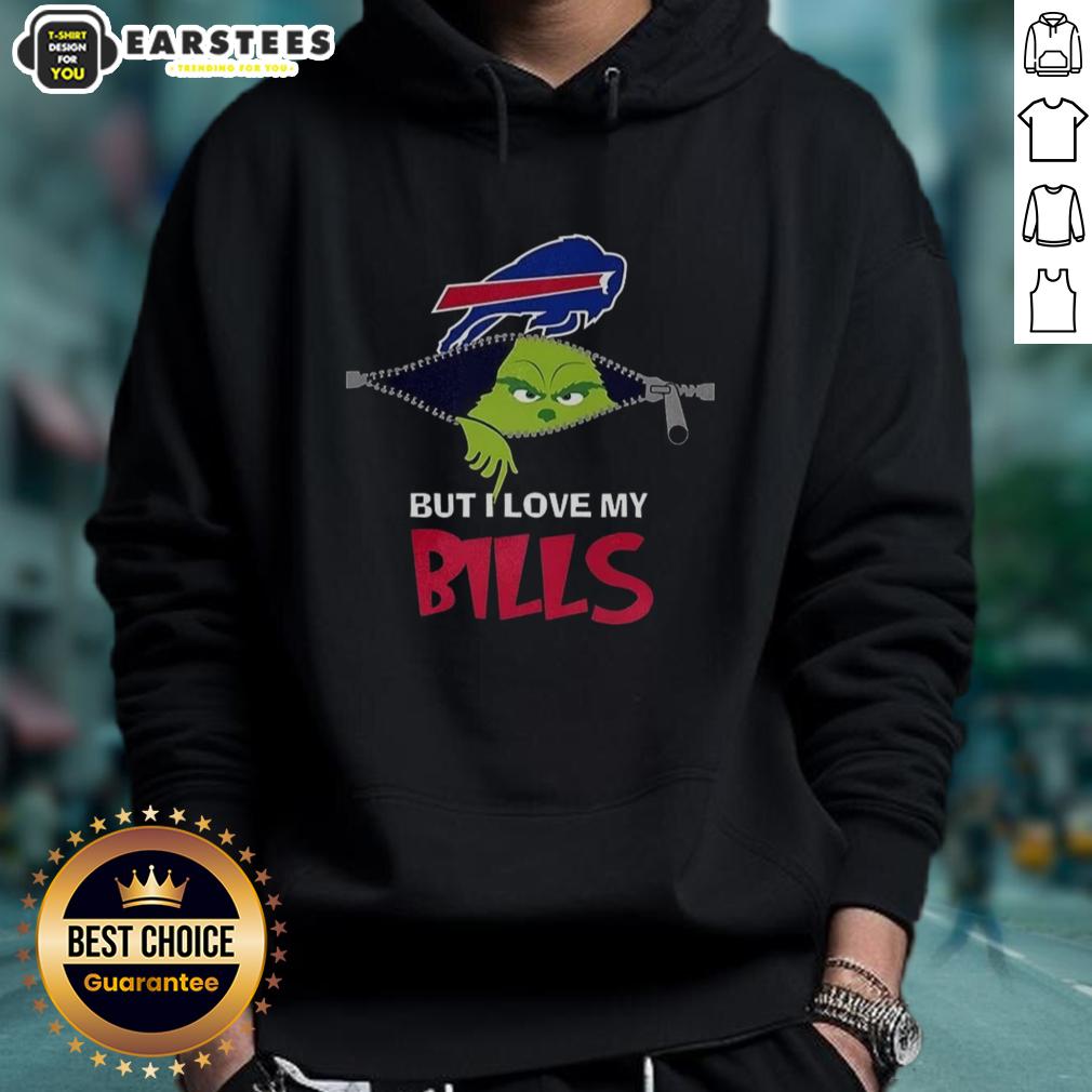 Awesome Grinch Zipper I Hate People But I Love My Buffalo Bills Football Christmas T-Shirt - Image 2