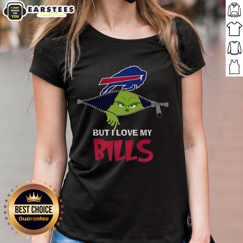 Awesome Grinch Zipper I Hate People But I Love My Buffalo Bills Football Christmas T-Shirt - Image 3