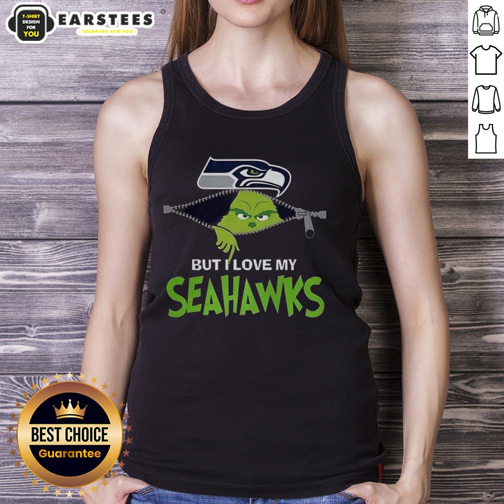 Awesome Grinch Zipper I Hate People But I Love My Seattle Seahawks Football Christmas T-Shirt - Image 4