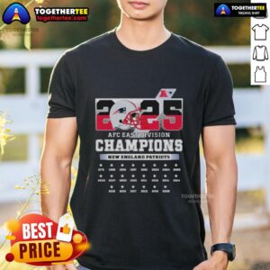 Nice 2025 AFC South Division Champions New England Patriots T-Shirt