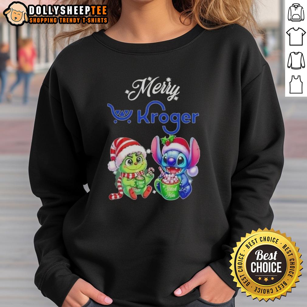 Original Grinch And Stitch X Kroger Merry Christmas T-Shirt - Image 5