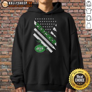 Alternative view of Hot New York Jets Football X Teacher American Flag T-Shirt