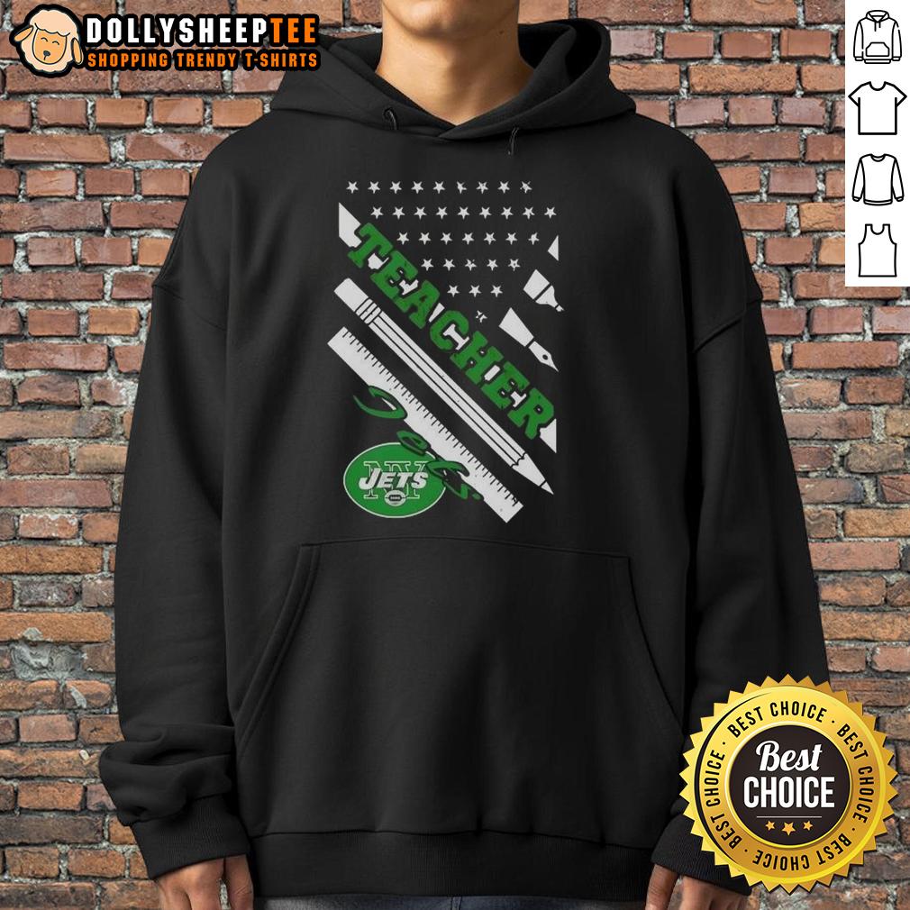 Hot New York Jets Football X Teacher American Flag T-Shirt - Image 2