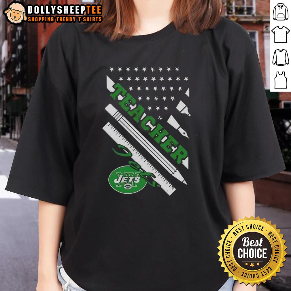 Hot New York Jets Football X Teacher American Flag T-Shirt - Image 3