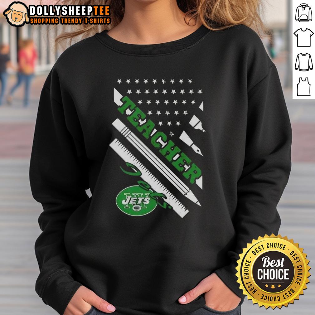 Hot New York Jets Football X Teacher American Flag T-Shirt - Image 5