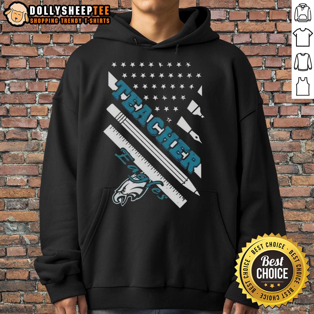 Hot Philadelphia Eagles Football X Teacher American Flag T-Shirt - Image 2