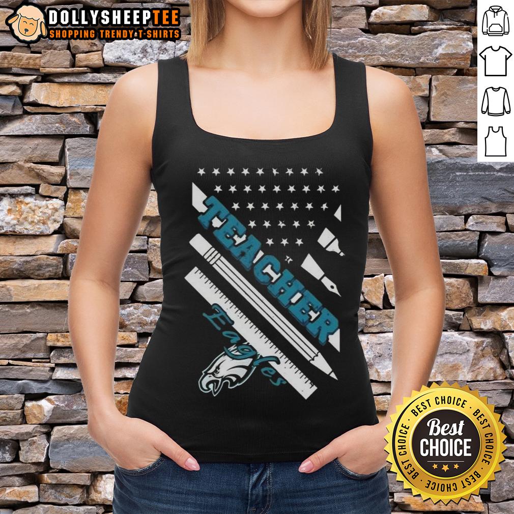 Hot Philadelphia Eagles Football X Teacher American Flag T-Shirt - Image 4