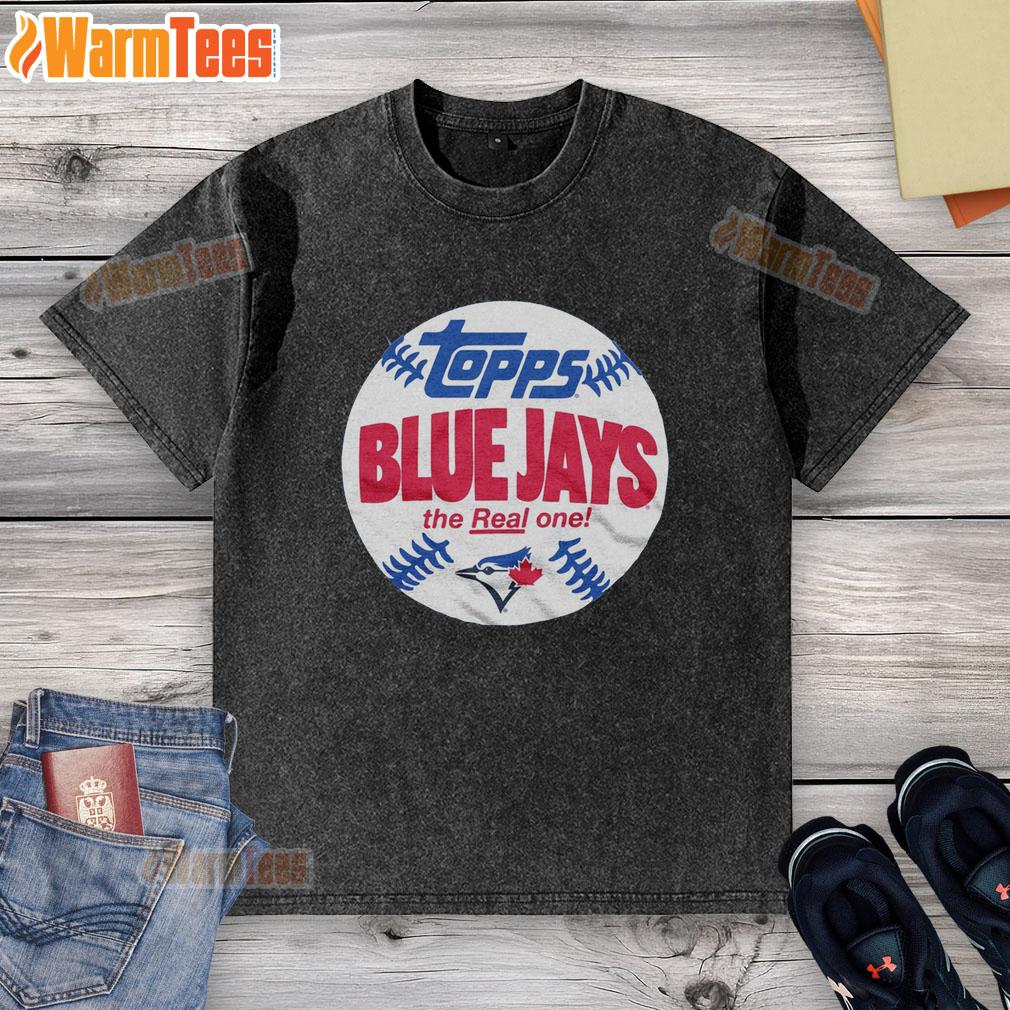 Original Powder Blue Toronto Blue Jays MLB X Topps Baseball The Real One T-Shirt - Image 6
