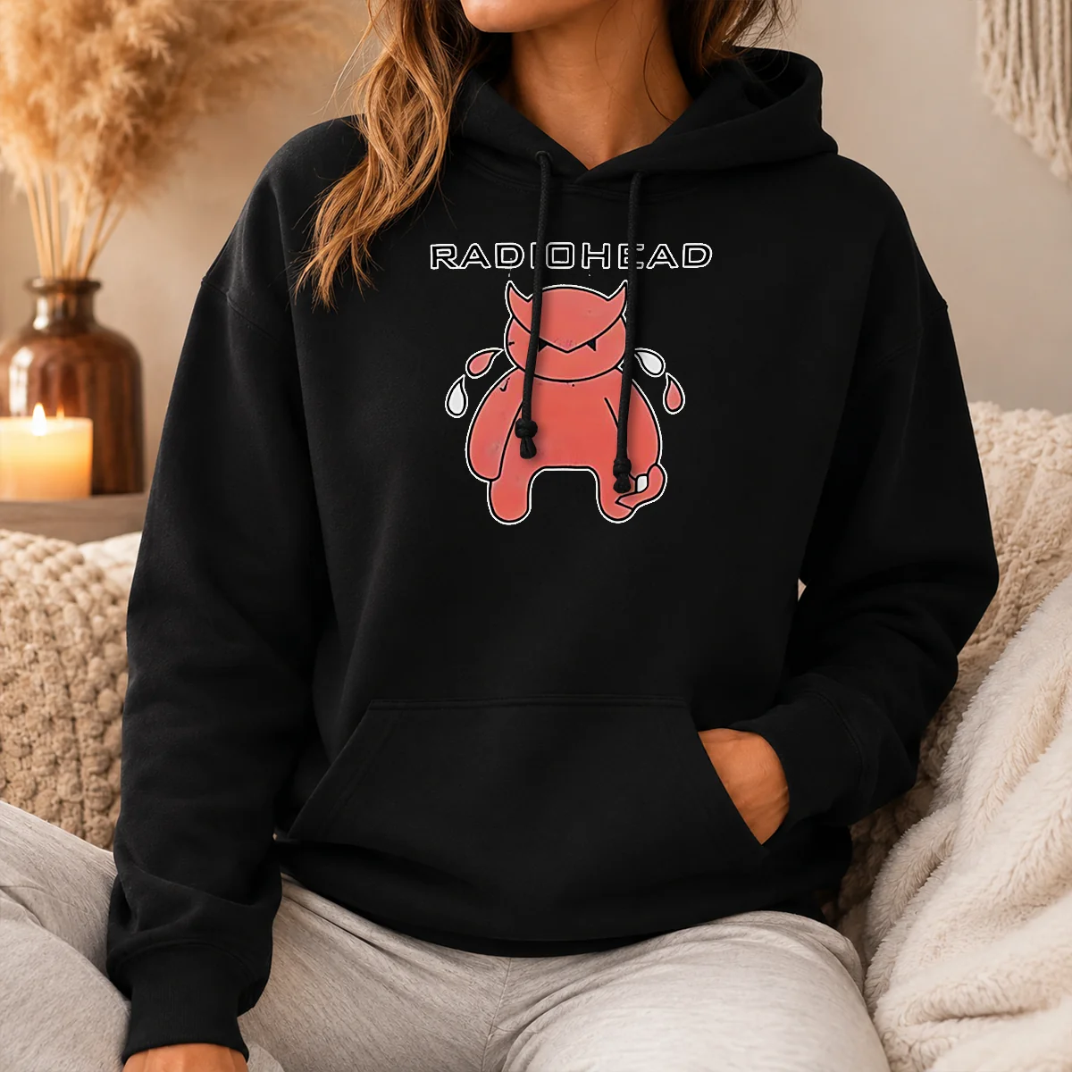 Nice Radiohead Distressed Crying Devil Character Shirt - Image 5