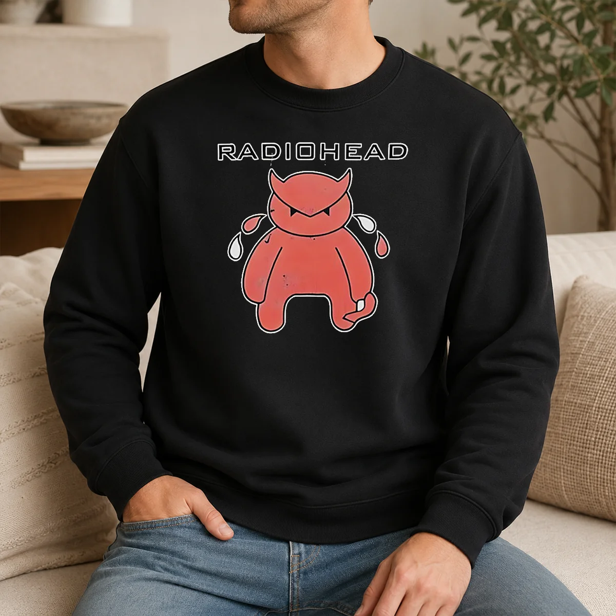 Nice Radiohead Distressed Crying Devil Character Shirt - Image 7
