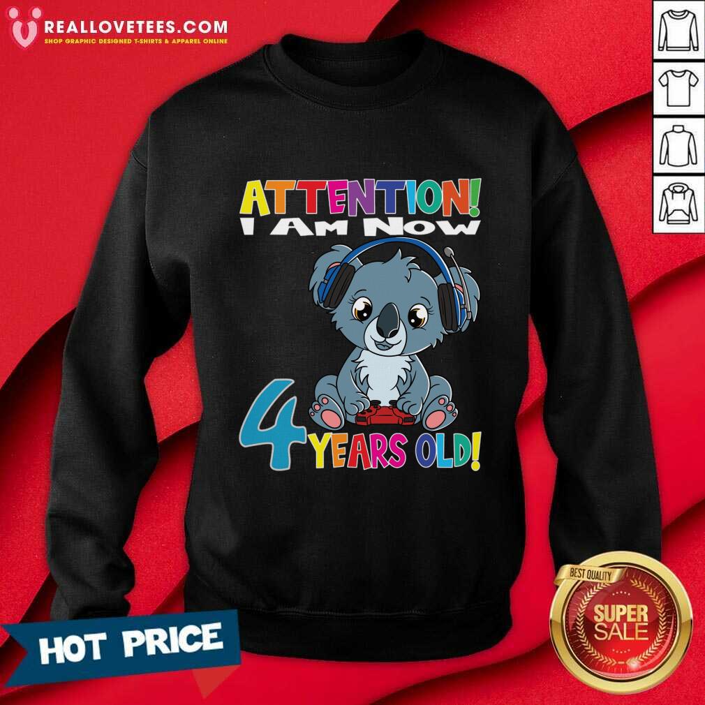 Stitch Attention I Am Now 4 Years Old Shirt - Image 4