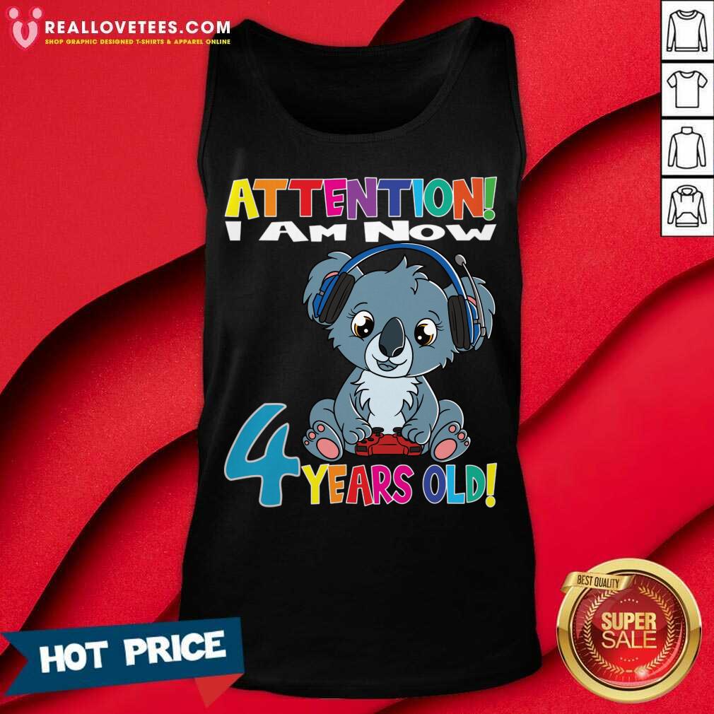 Stitch Attention I Am Now 4 Years Old Shirt - Image 3