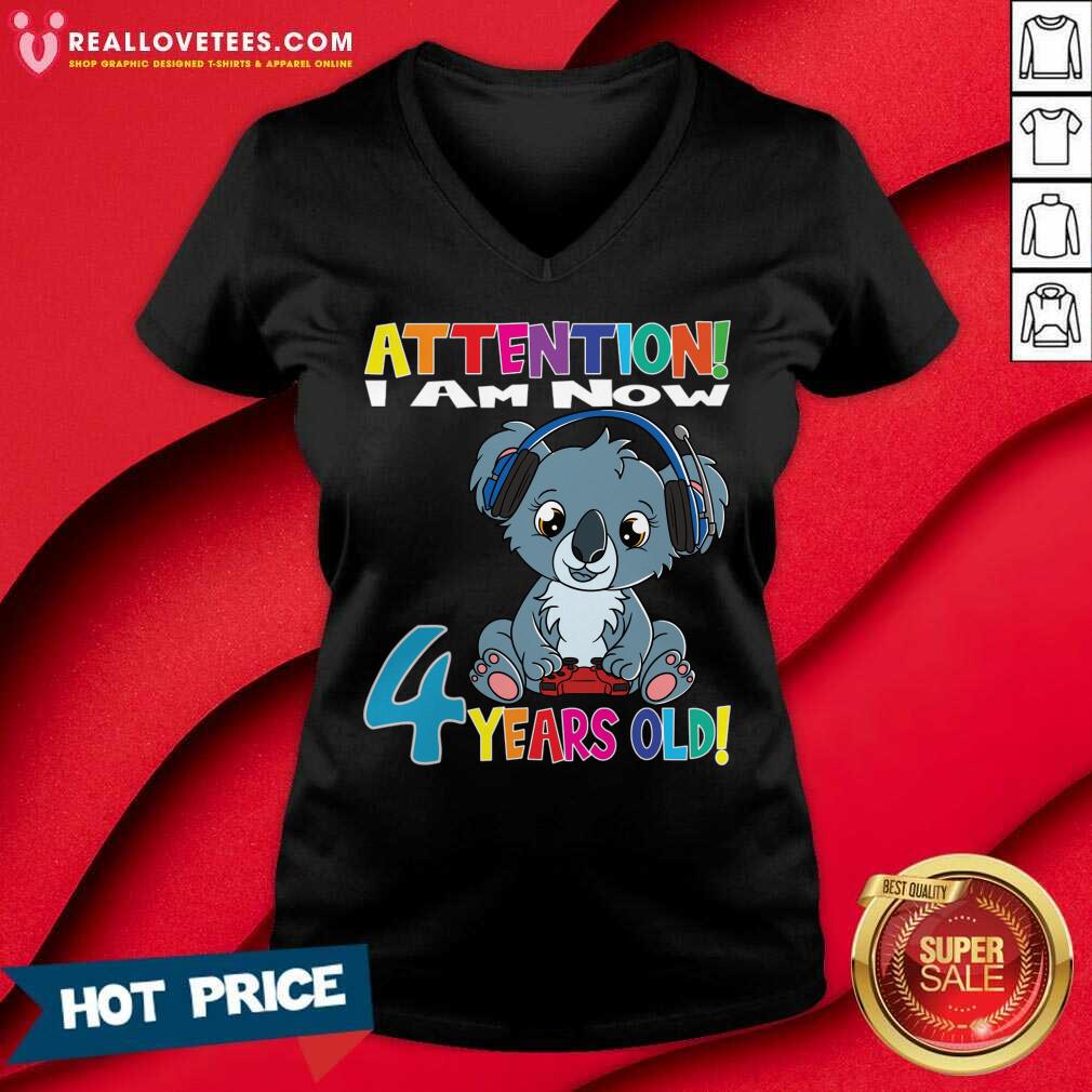 Stitch Attention I Am Now 4 Years Old Shirt - Image 2