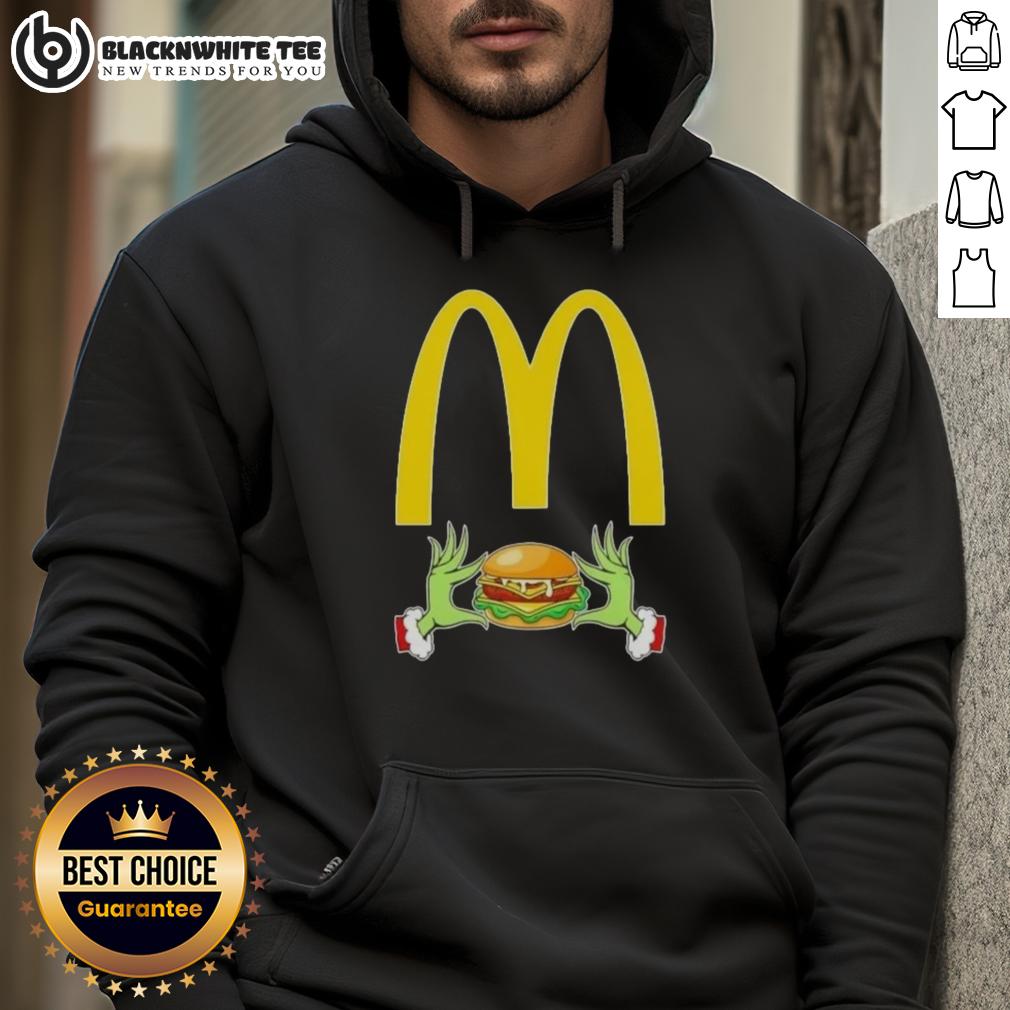 Happy Grinch Hands Love McDonald's Merry Christmas T-Shirt - Image 2
