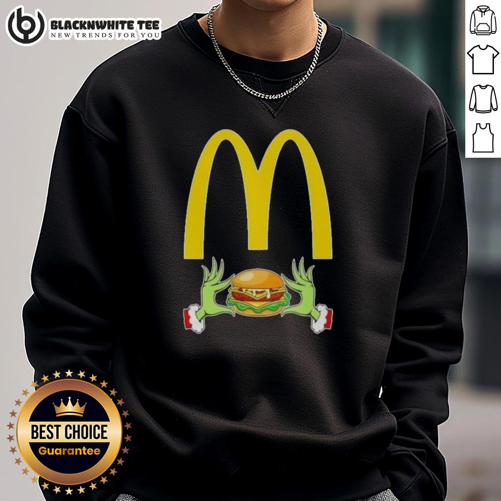 Happy Grinch Hands Love McDonald's Merry Christmas T-Shirt - Image 5