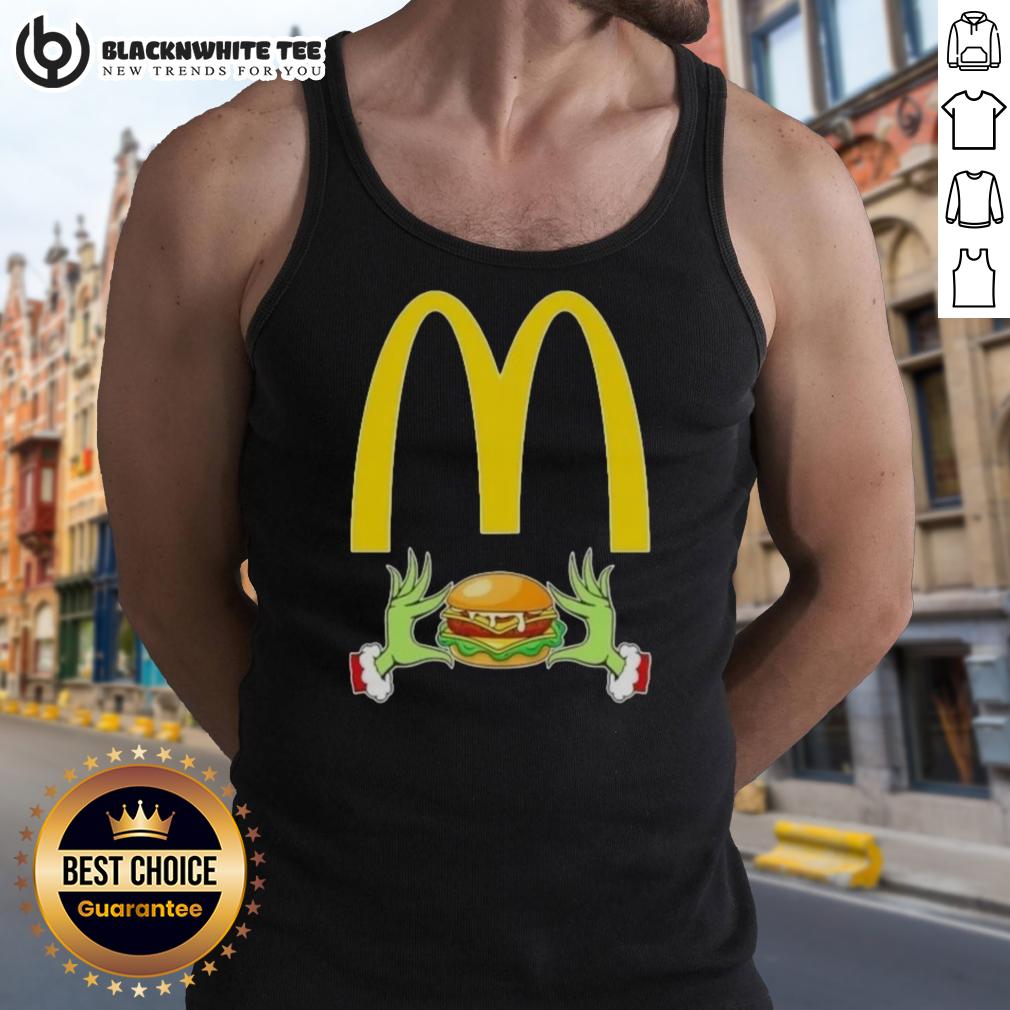 Happy Grinch Hands Love McDonald's Merry Christmas T-Shirt - Image 4
