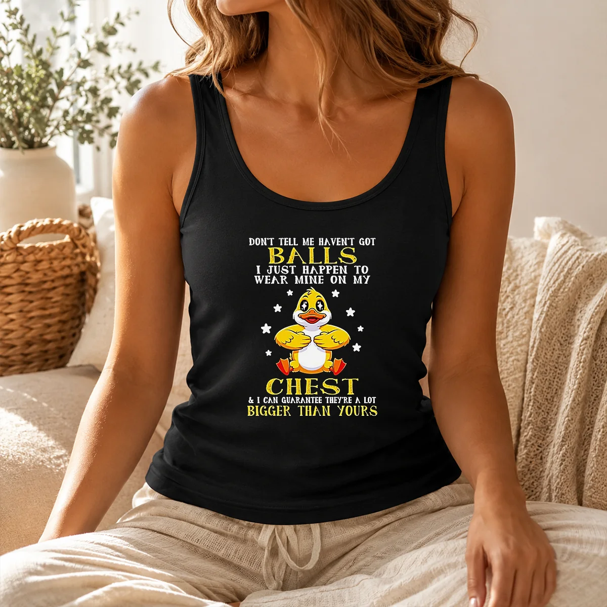 Pretty Nice Duck Don'T Tell Me Haven'T Got Balls I Just Happen To Wear Mine On My Chest Shirt - Image 3