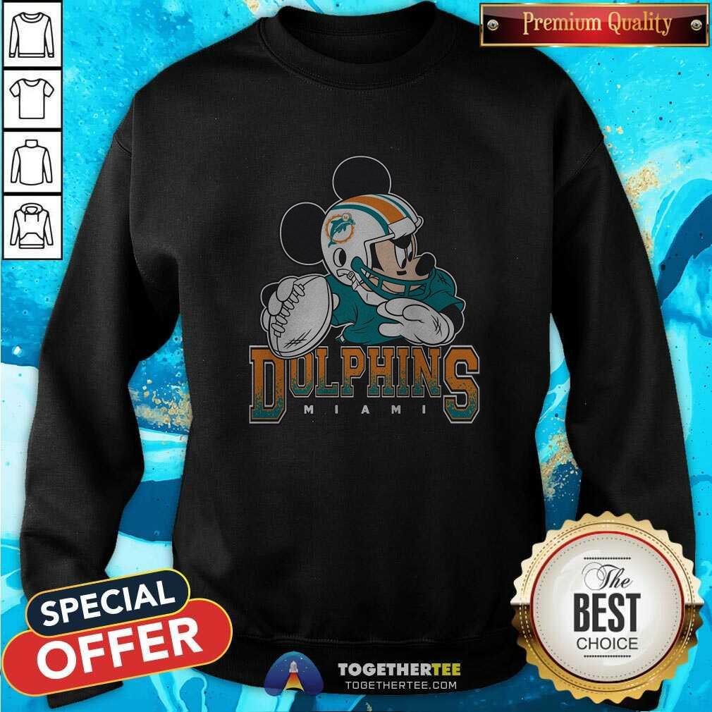 Original Miami Dolphins Mickey At Quarterback Disney Vintage Football T-Shirt - Image 4