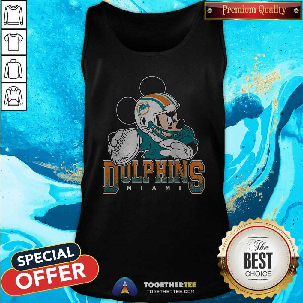 Original Miami Dolphins Mickey At Quarterback Disney Vintage Football T-Shirt - Image 3