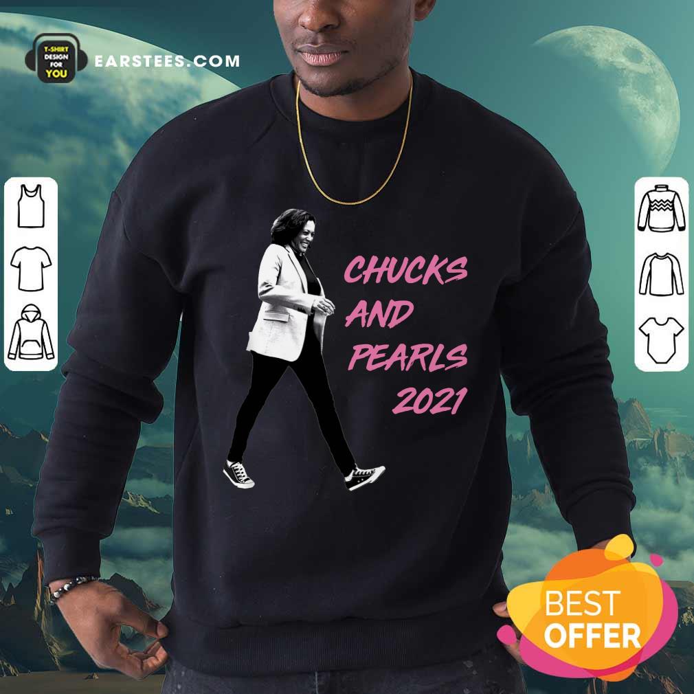Good Kamala Harris Pink Chucks And Pearls 2021 Shirt - Image 3
