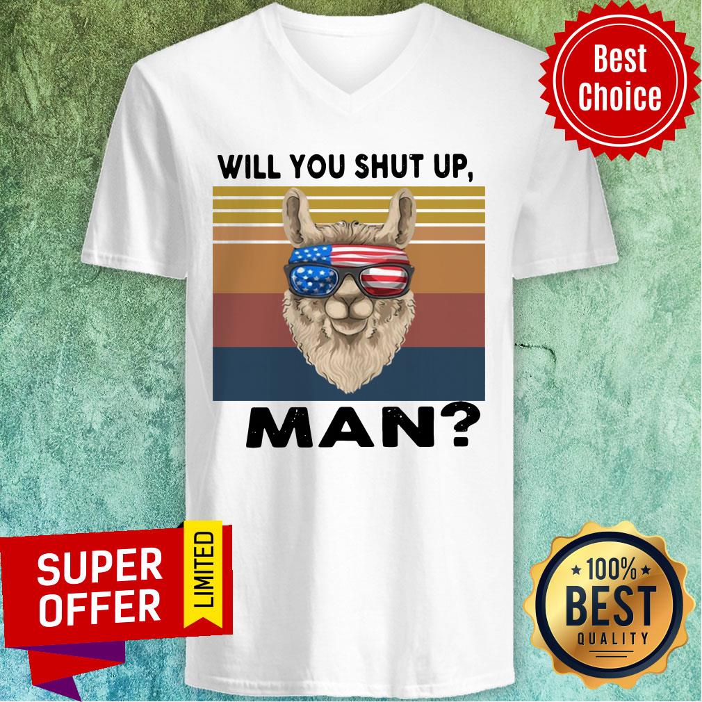 Official Llama Will You Shut Up Man Vintage Retro Shirt - Image 3