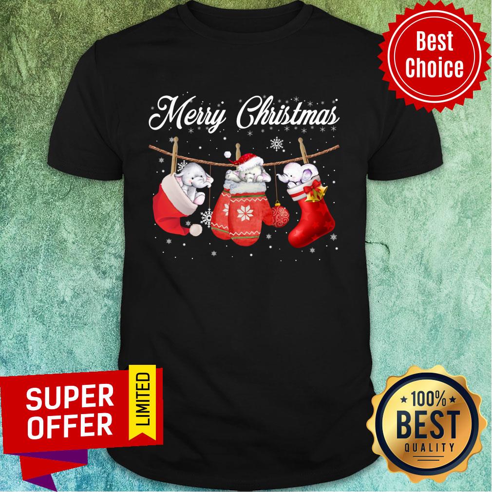 Elephant Socks Merry Christmas Shirt